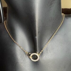 Elegant Stainless Steel Gold Necklace with Crystal Accents